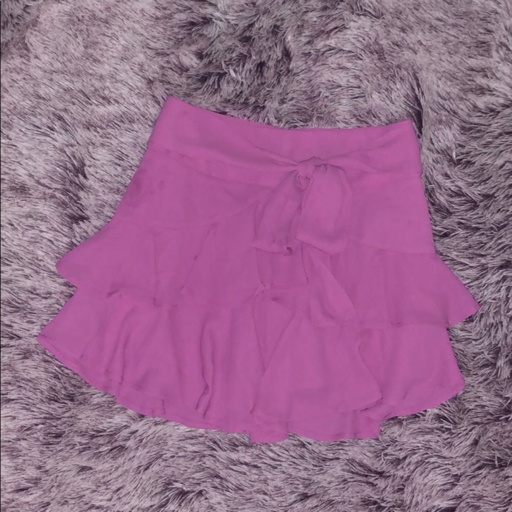 Purple ruffle mini skirt